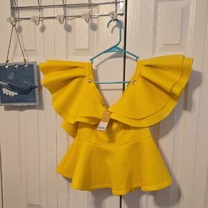 Elegant Yellow Ruffled Blouse